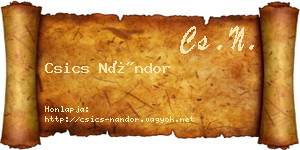 Csics Nándor névjegykártya